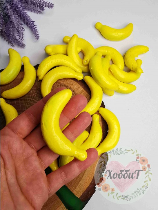 Банан декоративный (муляж) 6см. желтый, 5 штук